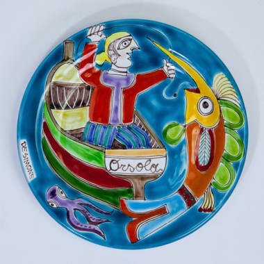 Piatto Tondo DS 18 cm Pesca del Pesce Spada PT18DS-49 Piatto Tondo DS 18 cm Pesca del Pesce Spada PT18DS-49
